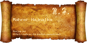 Mahrer Hajnalka névjegykártya